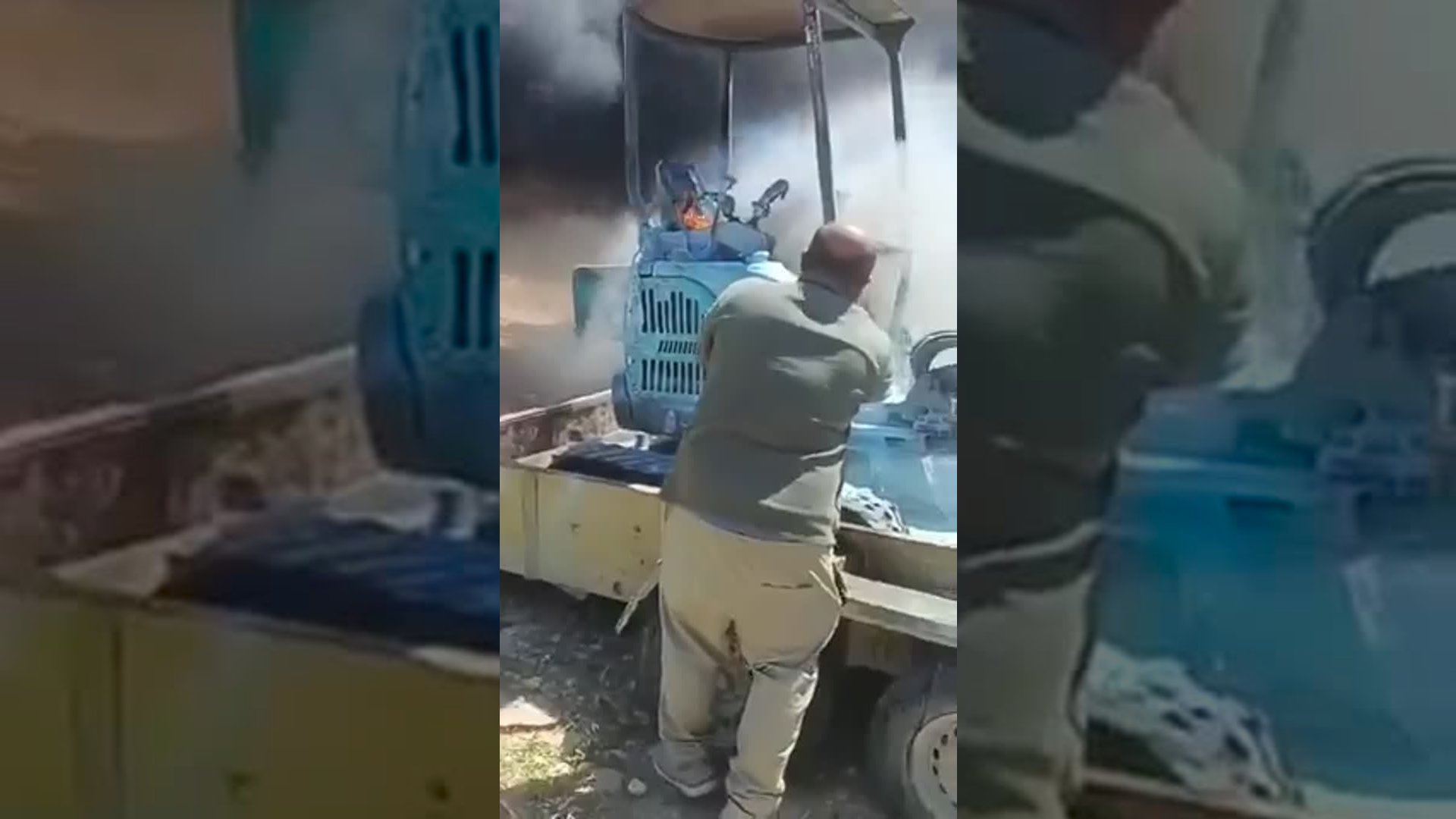 Israeli extremists torched Palestinian farm vehicles in Wadi al-Rakhim, south of Hebron